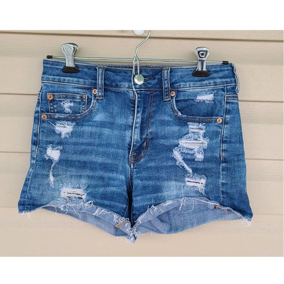 American Eagle Destroyed Hi-Rise Shortie Shorts Size‎ 4 - Picture 1 of 5